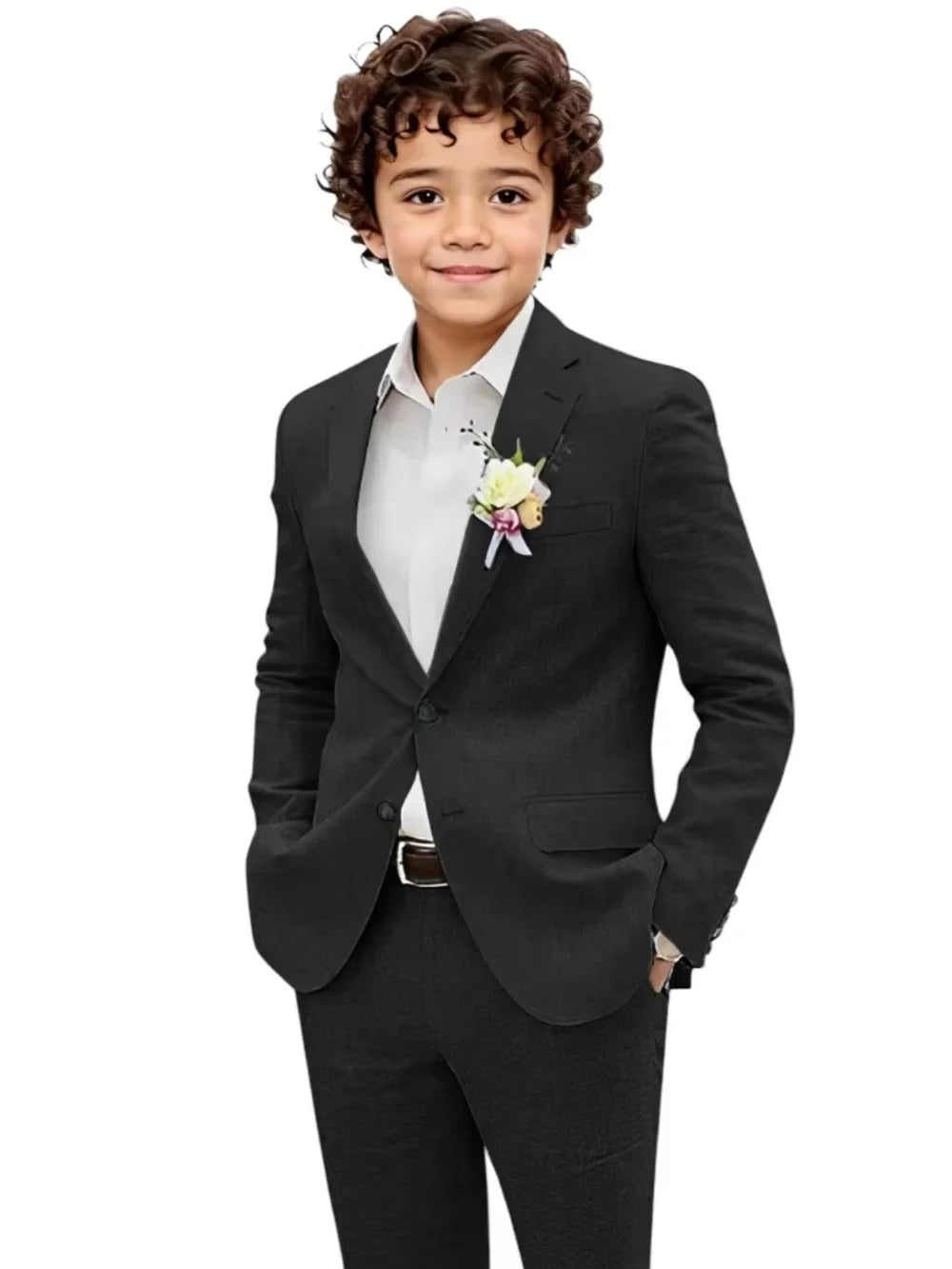 Summer Boys Linen Suit Set 2 Pieces Jacket Pants Beach Wedding Wear Notched Lapel Kids Handsome Tuxedo For Birthday Party 2-20T