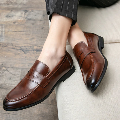 Mens Dress Wedding Fashion Office High Quality Leather Comfy Business Formal Italy Driving Loafers Shoes for Men Plus Size 38~48