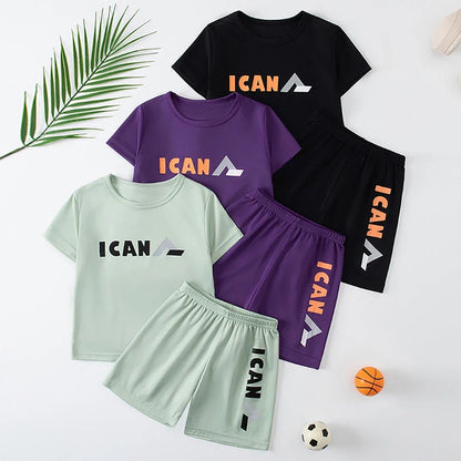 2/5-piece Set 2026 Summer Children's Multi-color Quick Drying Casual Suit Boys And Girls Versatile Short Sleeved Sports Shorts
