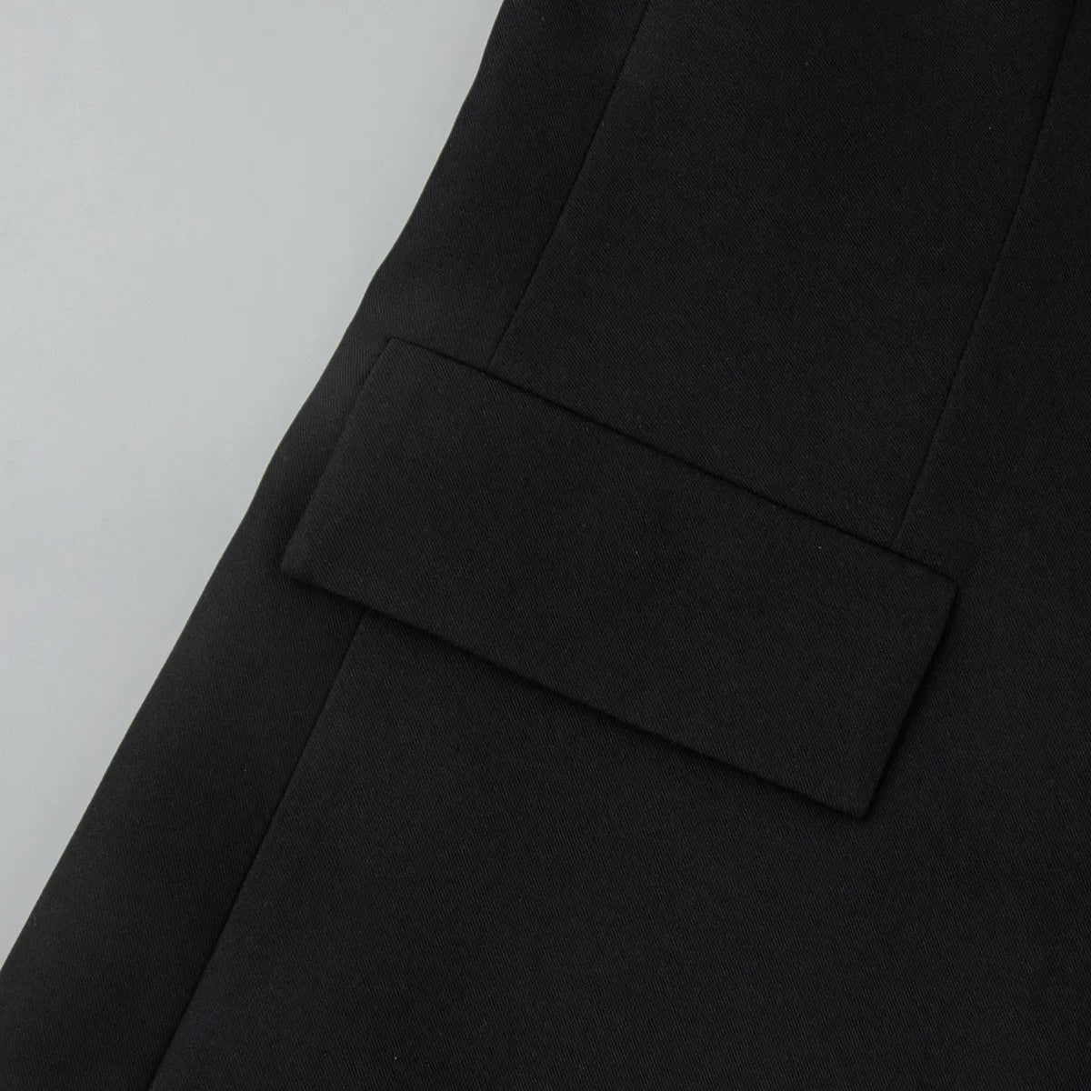 Spring Autumn Elegant Lace Splicing Blazer V-Neck Oversized Black Coat Chic Streetwear Women