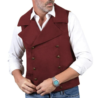 Men Vest Brown Double Button Frosted Velvet Waistcoat For Banquet Birthday Wedding Business Work Formal Set Men Suit Vest