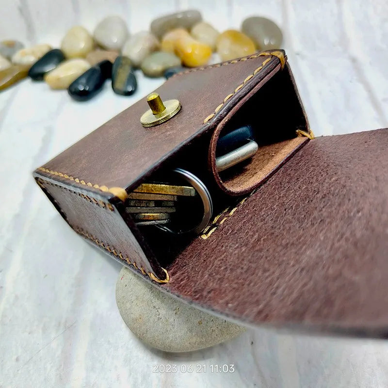 Multifunctional Key Holder Waist Bag Genuine Leather Car Key Case Folding Glasses Belt Pack Men Women 1652cg