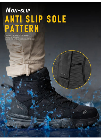 Light Breathable Protection Safety Shoes Men Steel Toe Cap Anti smash Work Shoes Anti-puncture Indestructible Man Safety Boots