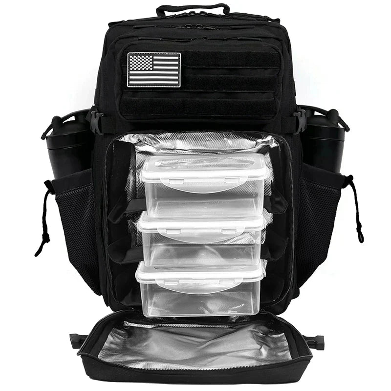 45L Meal Prep Management Backpack Gym Tactical Waterproof Insulated Lunch Cooler Bag Hiking Camping Travel Rucksack