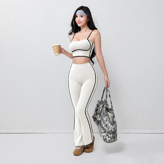 Women's plus Size Fitness Flare Yoga Pants Four-Way Stretch Breathable Full Length Elastic Waist Hip Lifting Yoga Trousers