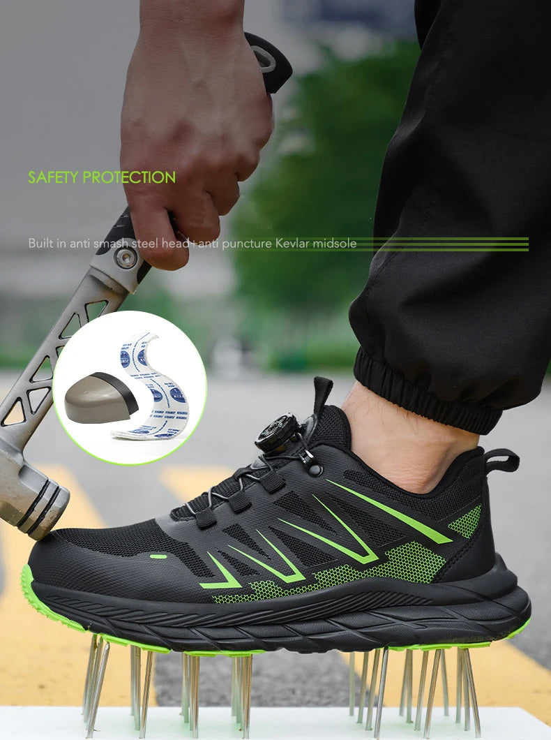 Men Safety Work Shoes Plastic Toe Safety Boots Fashion Lightweight Comfort Working Sneakers Anti-puncture Indestructible Shoes