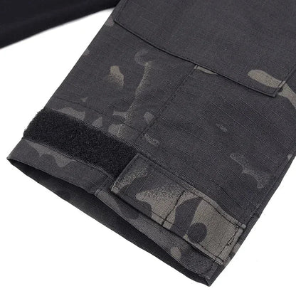 Outdoor Long Sleeve Tactical Shirts Combat Shirt 1/4 Zipper Ripstop Cotton Wear-resisting Camo Airsoft T Shirts Men Clothing