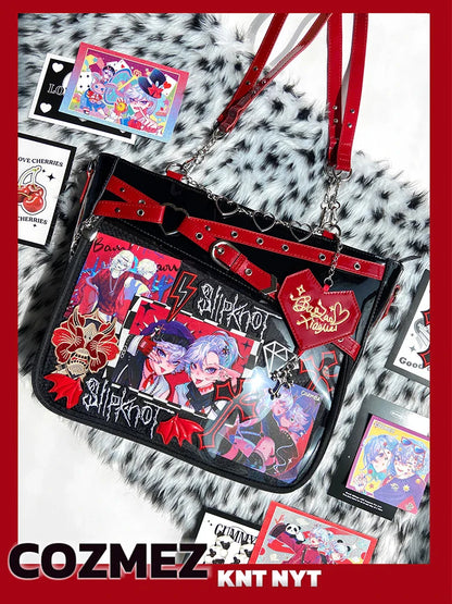 Aesthetic Underarm Ita Bag Streetwear Girl Transparent Shoulder Bag Heart Shape Chic Chain Handbag DIY Display Crossbody Bag
