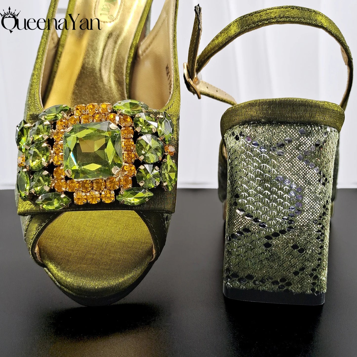 Evening's Best Shoes and Bag! Full Diamond Design Irregular Handle Bag Stiletto Heel and Pointed Toe Women's Sho