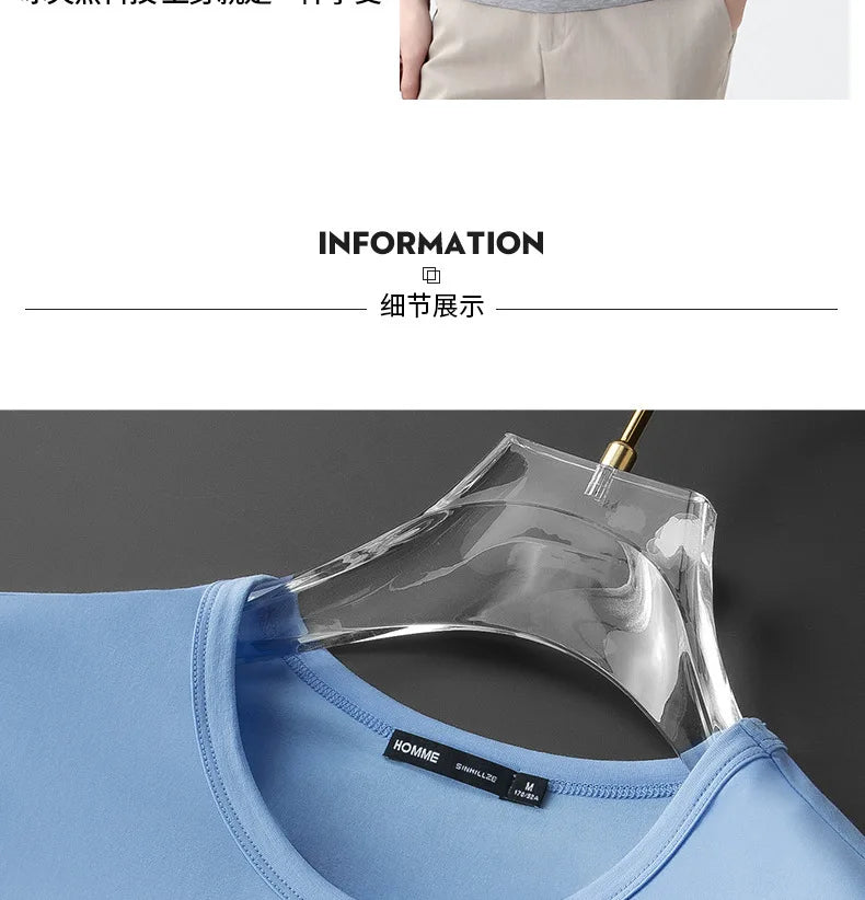 47% Cotton 47% Modal 6% Spandex T Shirt Men Short Sleeved Summer Round Neck Undershirt Plus Size Men's Solid Color Tops Tees