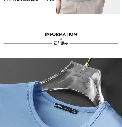 47% Cotton 47% Modal 6% Spandex T Shirt Men Short Sleeved Summer Round Neck Undershirt Plus Size Men's Solid Color Tops Tees