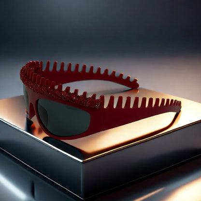 y2k Spiked Headband Large Frame Sunglasses for Women and Men Punk Sweet Cool Style Exaggerated Rhinestone Shade for Funny Party