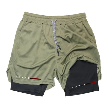 Men Running Shorts 2 in 1 Double-deck Sport Shorts Sportswear Gym Fitness Short Pants Training Jogging Bottom Men's Clothing