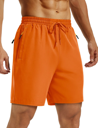 Mens Hiking Shorts Summer 7" Quick Dry Lightweight 3 Zipper Pockets Workout Gym Fitness Athletic Running Shorts Male