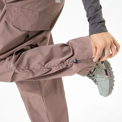 Autumn Hiking Pants Elastic Waist Outdoor Waterproof Camping Trousers Women Large Pocket Breathable Mountaineering Cargo Pants