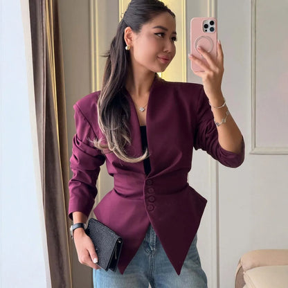 High Street Fashion Blazer Dress Style Asymmetrical Pointed Hem Slim Fit Blazers Jacket Luxury Single Breasted Party Clubwear