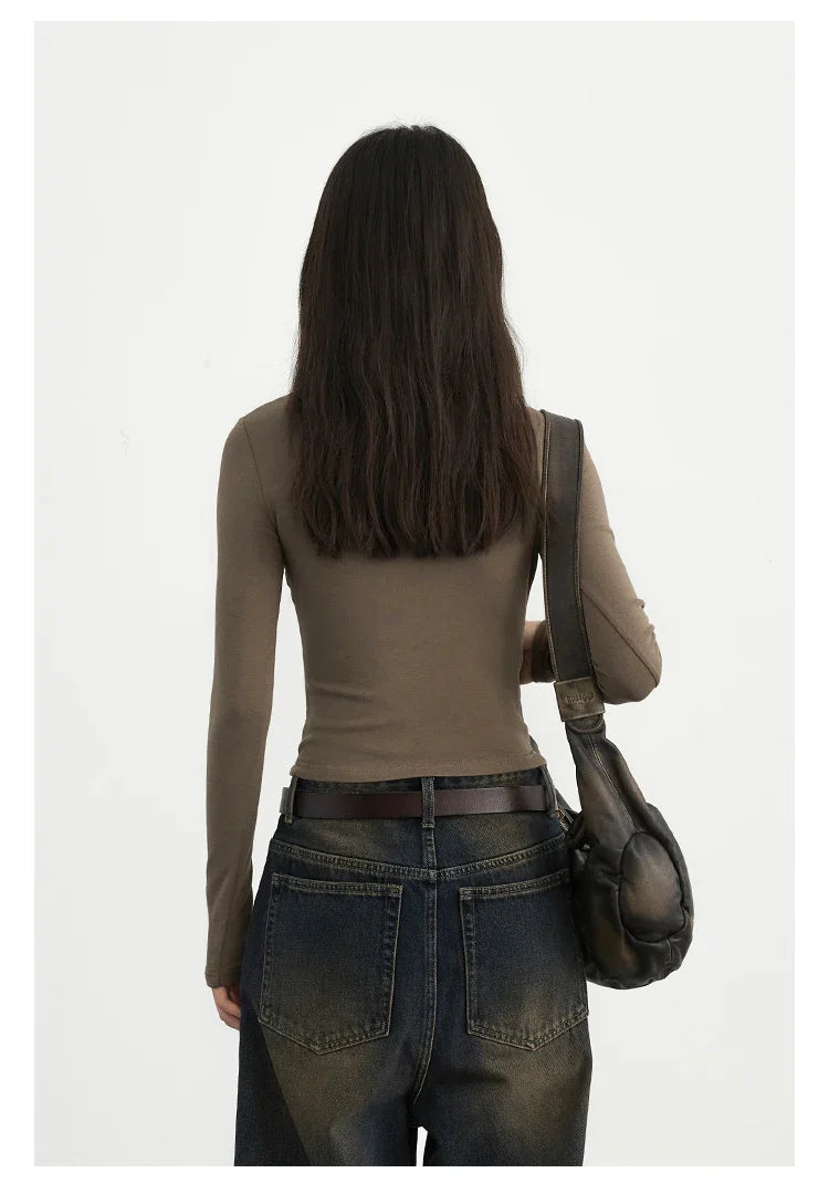 Women T-Shirts Solid New Basic Heating Cashmere Round Neck Woman Tees Slim Fit Female Tops Spring Autumn 2024