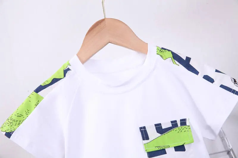 New Summer Baby Boy Kids Clothes Letters Children Clothing Suit Tops Short-sleeve T-shirt Pants 2pcs/set Sport Infant Clothing