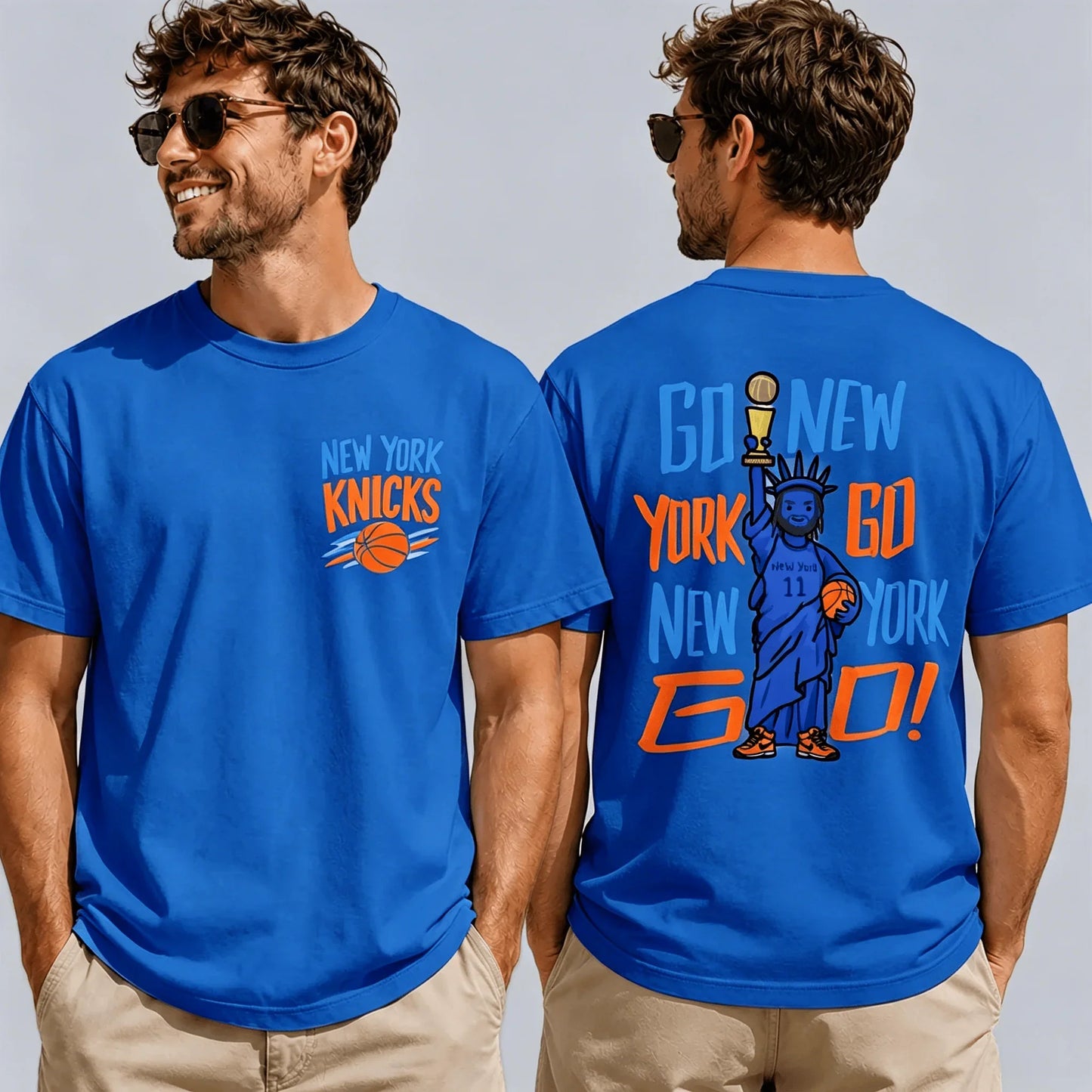 New York NY-Knicks Go Graphic T-shirt Men and Women 100%Cotton Y2K Clothing Fashion Round Neck Short Sleeved Tee