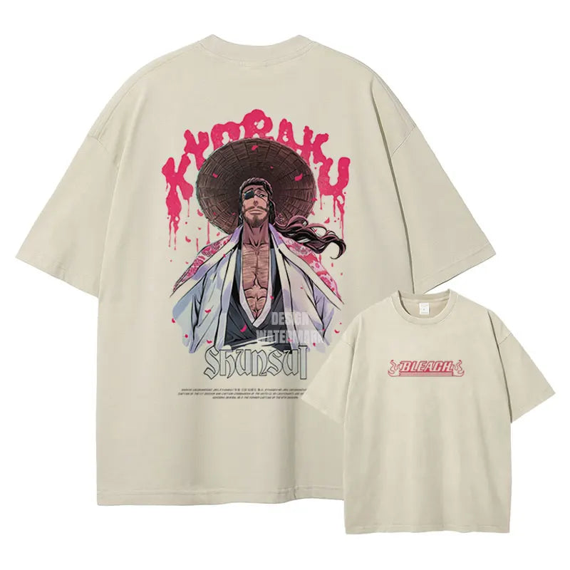 Japan Anime Bleach Aizen Sousuke Graphic Tee Men Oversized Washed Tshirts Manga Casual T Shirt Harajuku Male Cotton T-shirt