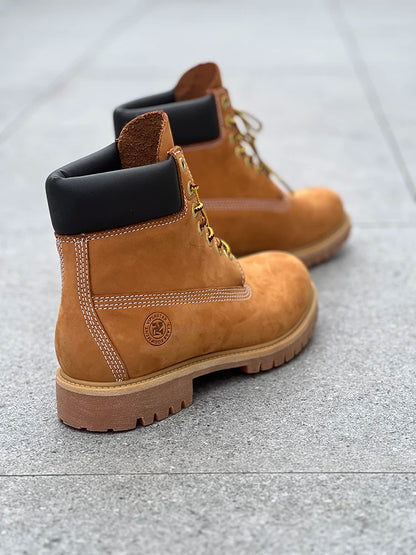 Men Fashion Outdoor Shoes Genuine Leather Yellow Boots 2025 Male Casual Waterproof Boots