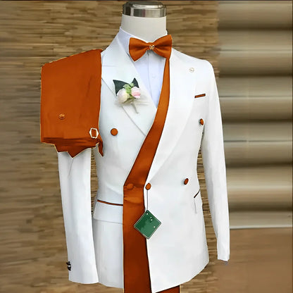 Bespoke Custom White Black Wedding Suit For Men New Design Slim Fit Groom Best Man Wedding Tuxedo Formal Prom Wear 2 Pieces Set