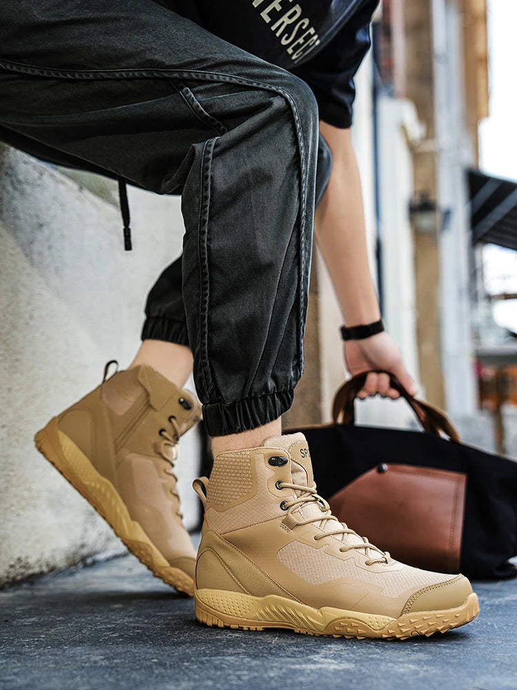 New Men Tactical Boots Waterproof Outdoor Casual Ankle Man Boot Desert Military Climbing Hunting Work Safety Hiking Male Shoes