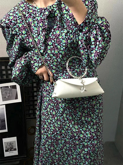 Clutch Bag Luxury Designer Handbag for Women 2025 with Chain Metal Ring Handle PU Leather Rhinestones Purses Shoulder Bag
