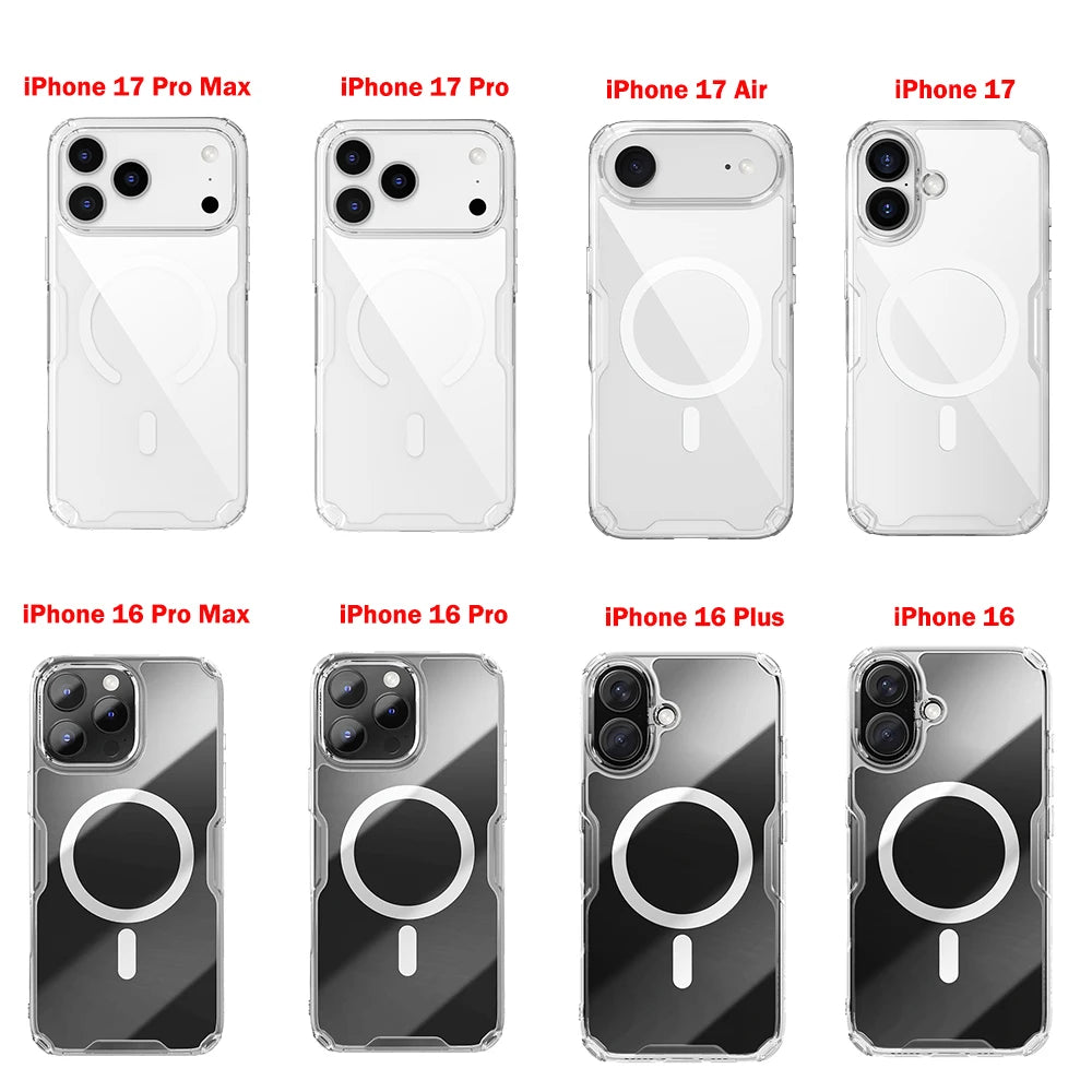 For iPhone 17 Pro Max 17 Air iPhone 16 Pro Max 16 Plus 17Pro Nature Pro Magnetic Transparent TPU Frame Cover Phone Case