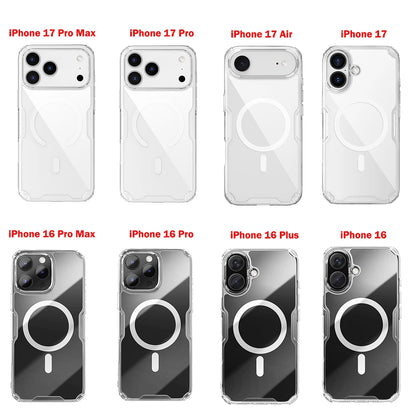 For iPhone 17 Pro Max 17 Air iPhone 16 Pro Max 16 Plus 17Pro Nature Pro Magnetic Transparent TPU Frame Cover Phone Case