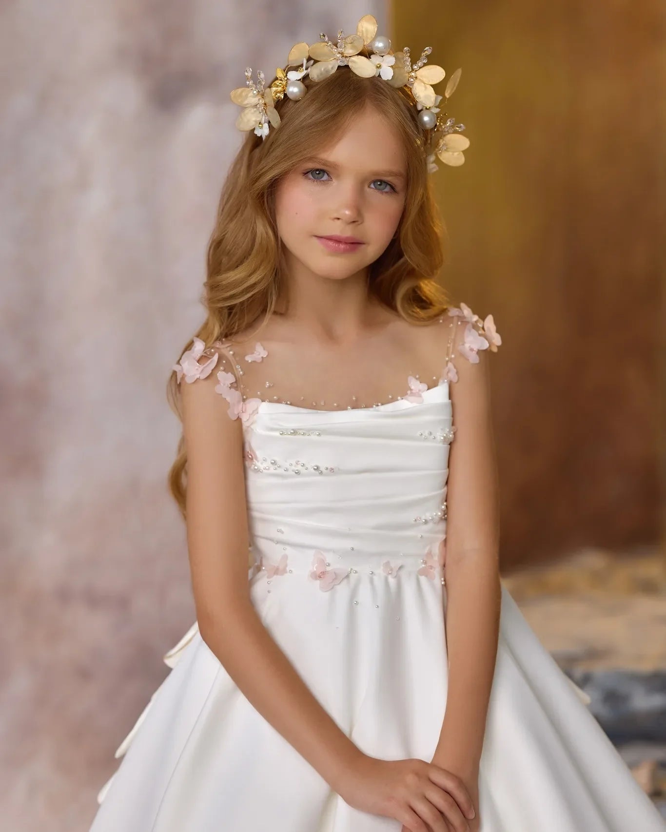 Elegant White Flower Girl Dresses For Wedding Customized Pink Floral Litter Girls Birthday Gowns Baby First Communion Dresses