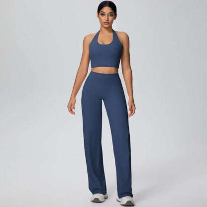 2Pieces Breathable Summer Workout Top Pants Yoga Set Yoga Underwear With Chest Pad Quick Drying Push Up Pencil Pants Yoga Set