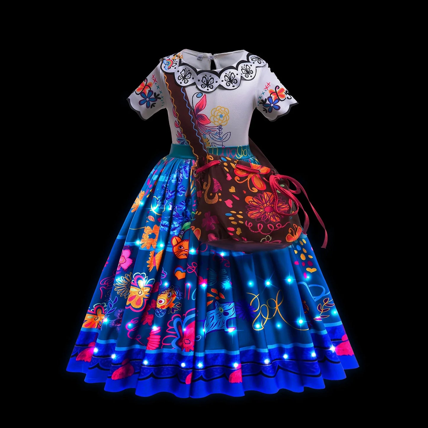 Children LED Light Up Dress Girls Kids Purple Green Cosplay Costume Carnival Birthday Party Clothes Halloween Costume Prom Gown