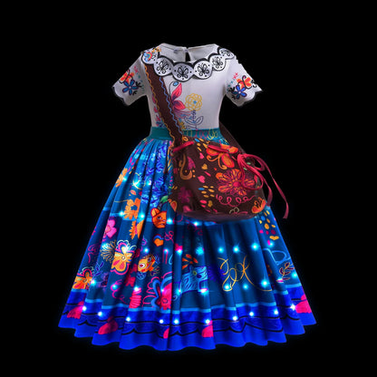Children LED Light Up Dress Girls Kids Purple Green Cosplay Costume Carnival Birthday Party Clothes Halloween Costume Prom Gown