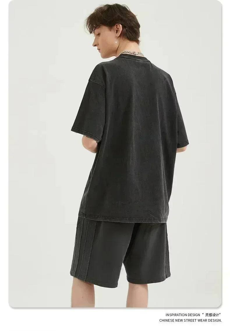 One Piece Anime Print Washed T-shirt Men Hip Hop Streetwear Oversized Women Short Sleeved Graphic Tee Summer Harajuku Casual Top