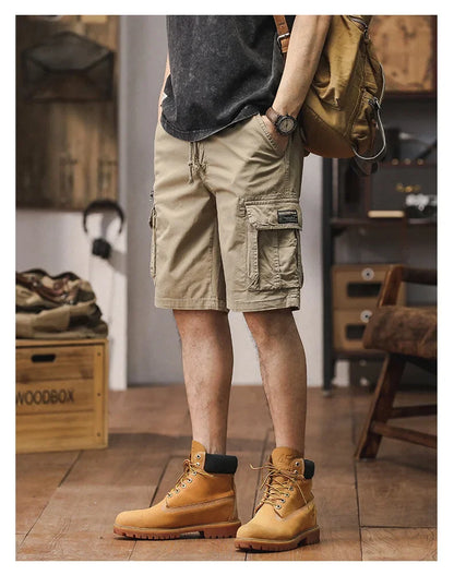 Men Summer New Multi Pocket Cargo Shorts Men Cotton Loose Breathable Fashion Trend Casual Versatile Five Points Pants Men Shorts