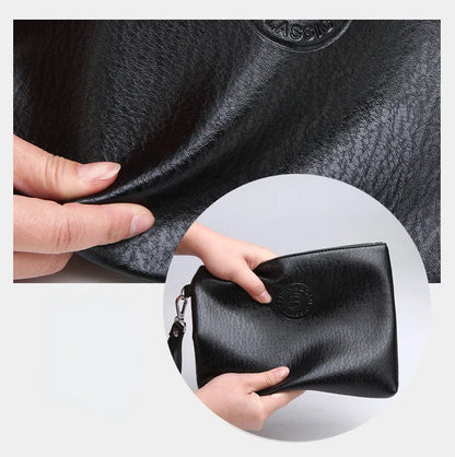 Nouvelle Pochette pour Homme Style Business Grand Portefeuille en Cuir PU Souple Homme avec Dragonne Sac Élégant Décontracté et Tendance Sac à Main Pochette Homme
