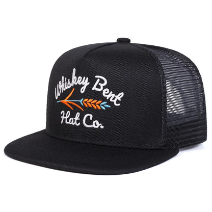 Unisex WHISKEY BENT Letter Embroidery Hip-hop Net Hats Spring Summer Outdoor Adjustable Casual Baseball Caps Sunscreen Hat Cap