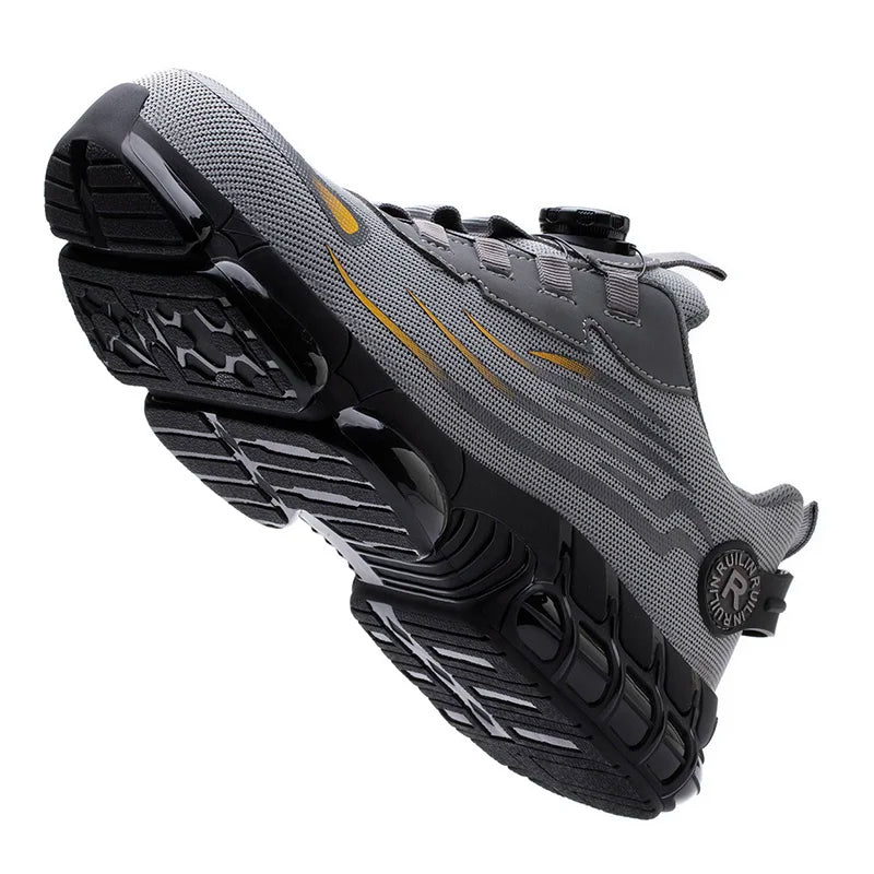  Rotary Button New Safety Shoes Men Anti-impact Anti-piercing Work Shoes Fashionable Men's Sports Shoes Air Cushion Work Shoes