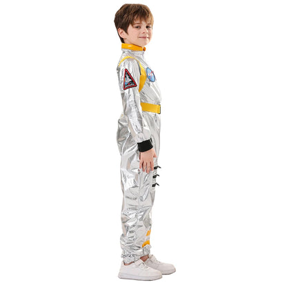Kids Astronaut Costume Silver Astronaut Cosplay Fantasia Disguise Children Jumpsuit Spaceman Outfits Hallowee Carnival Suit