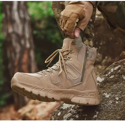 Men Hunting Hiking Shoes Brand Tactical Boots Waterproof Lace Up Desert Unisex Size Plus Army Boots Motorcycle Climbing Shoes