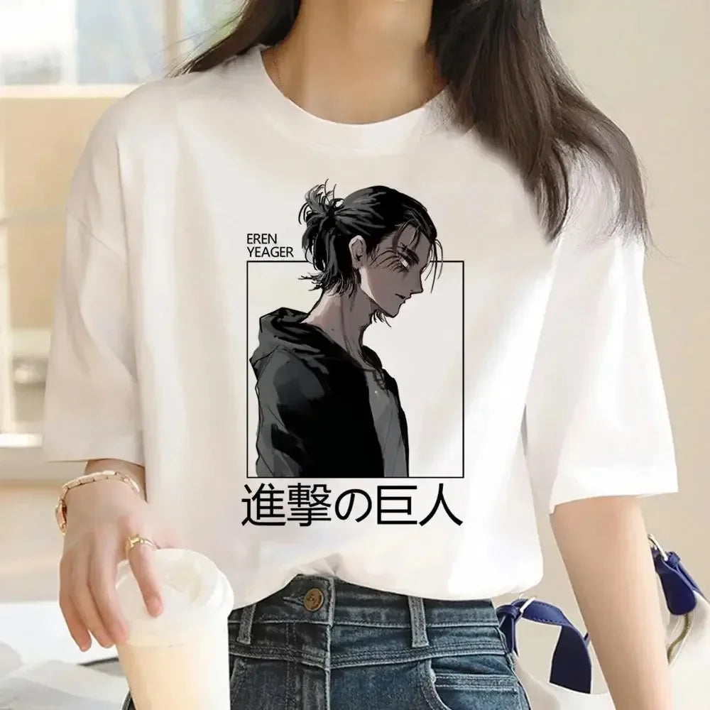 2024 New Anime Attack Titan Graphic Printing Harajuku T-Shirt Casual Fashion Short Sleeve Plus Size T-Shirt Ladies Short Sleeve