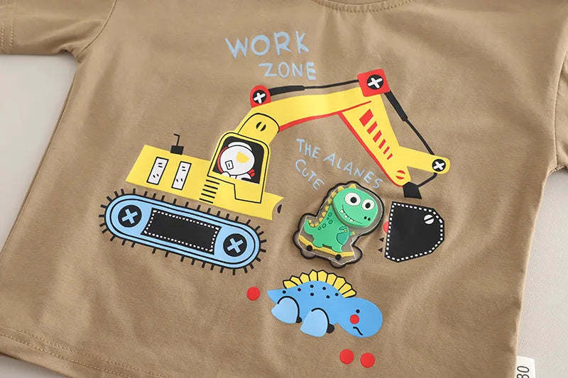 New Summer Baby Boys Clothes Set Children Short Sleeved T-Shirt Shorts 2Pcs/Sets Kids Girls Clothing Suit Infant Cartoon Costume