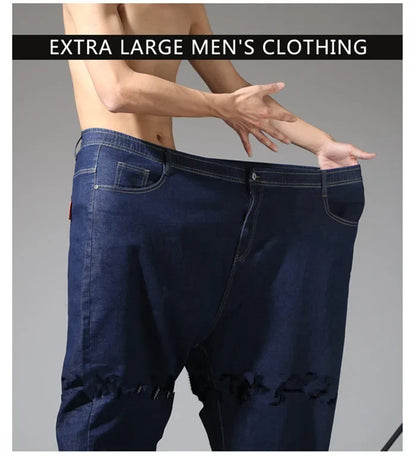200KG Extra Large Jeans Men Blue 8XL 7XL 6XL 5XL Plus Size Denim Big Straight Elastic Trousers Black Stretched High Waist Pants