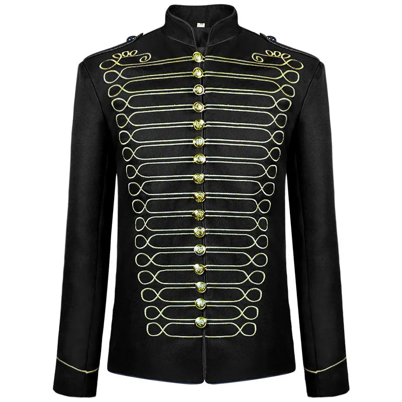 2025 New Black-gold/Silver Halloween Blazer Jacket for Men and Women,medieval Court Dress, Vintage Gothic Steam Drummer Costume