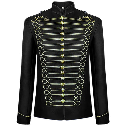 2025 New Black-gold/Silver Halloween Blazer Jacket for Men and Women,medieval Court Dress, Vintage Gothic Steam Drummer Costume