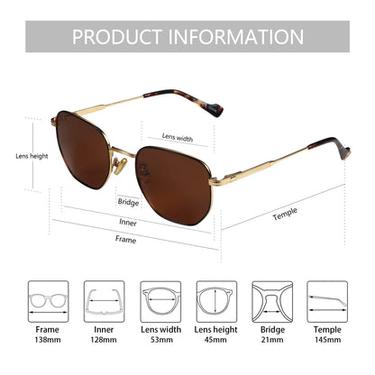 Hexagon Polarized Retro Sunglasses for Men Women-Vintage Metal Frame Design UV Protection Trendy Fashion Shades