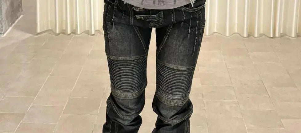 Women's Dark Academia Low Rise Stacked Jeans American Retro Denim Pants Y2k Abi Designer Skinny Jeans Harajuku Japanese Goblin