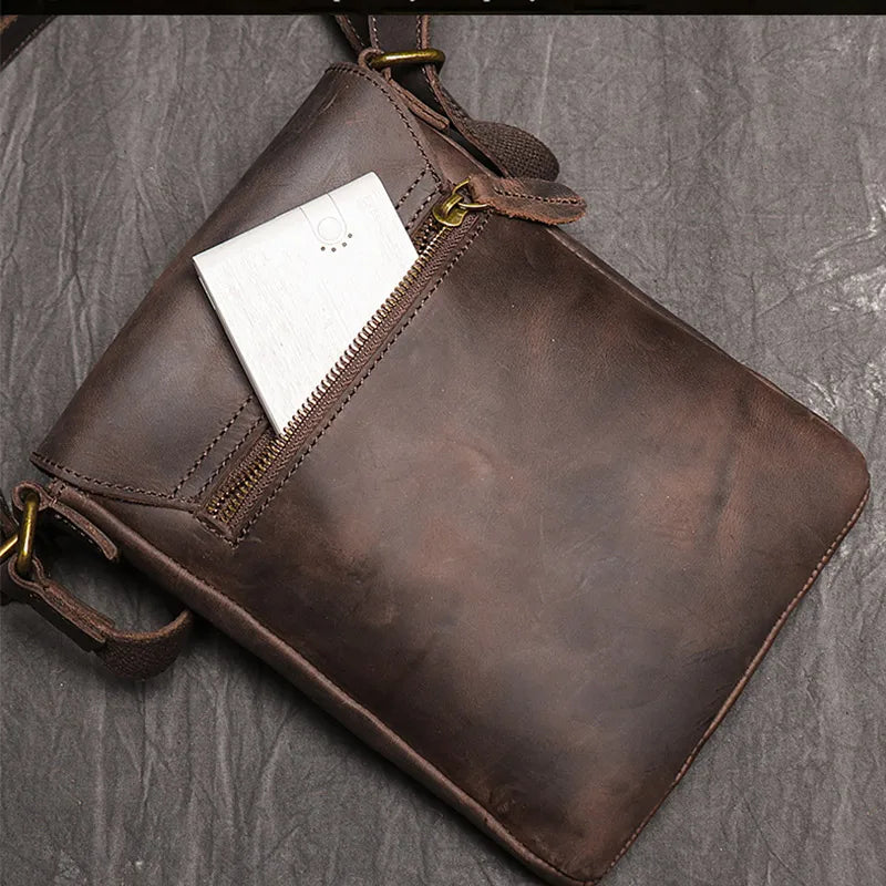 High Quality Messenger Bag For Men Genuine Leather Crossbody Bag Male Easy Travel Shoulder Bag for Tablet Men's Leather Handbag