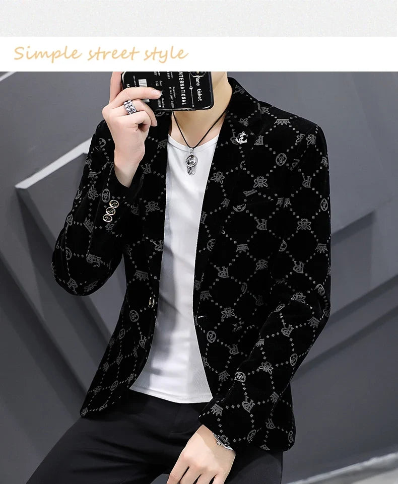 Blazer New Men's Fashion Business Corduroy Gentleman Fit Shopping Outdoor Performance Wedding Banquet Casual Blazer